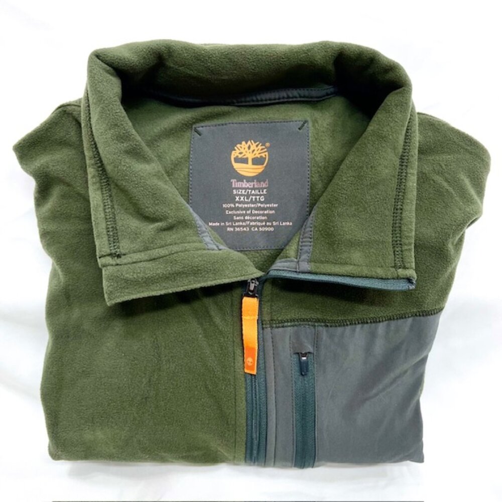 Vintage Timberland  Fleece Sweater Pull Over Zip 1/4  Olive XXL/TTG (31) - Picture 2 of 9